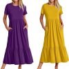 81ij0ghdBEL._AC_SL1500 Womens Summer Dresses Casual Short Sleeve Crewneck Swing Dress Casual Tiered t Shirt Dress with Pockets 2024 Trendy Outfits