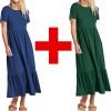 81r9t0MYN8L._AC_SL1500 Womens Summer Dresses Casual Short Sleeve Crewneck Swing Dress Casual Tiered t Shirt Dress with Pockets 2024 Trendy Outfits