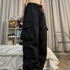 Women Cargo Pants Trendy Parachute Pants Elastic Waist Hiking Pants Lightweight Waterproof Baggy Joggers with Pockets