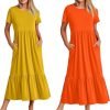 81wiF8lvB_L._AC_SL1500 Womens Summer Dresses Casual Short Sleeve Crewneck Swing Dress Casual Tiered t Shirt Dress with Pockets 2024 Trendy Outfits