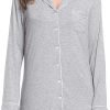 Womens Bamboo Viscose Sleep Shirt Long Sleeve Button Down Nightgowns Boyfriend Nightshirt S-XXL