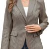 Womens Casual Blazers Long Sleeve Lapel Button Slim Work Office Blazer Jacket