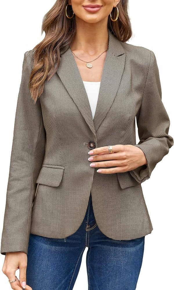 Womens Casual Blazers Long Sleeve Lapel Button Slim Work Office Blazer Jacket