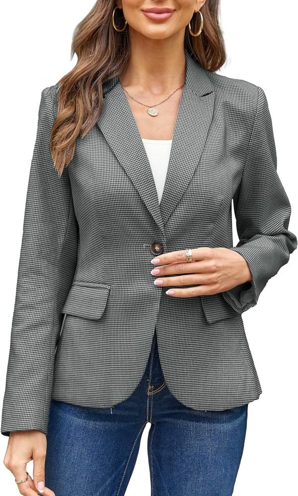 Womens Casual Blazers Long Sleeve Lapel Button Slim Work Office Blazer Jacket